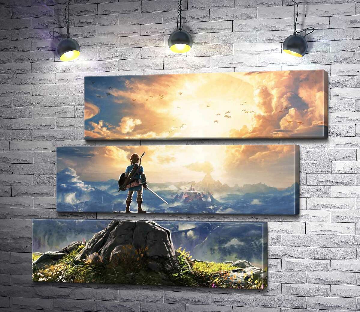 модульная картина Герой игры "The Legend of Zelda", Линк, смотрит на взрыв (Модуль №17)