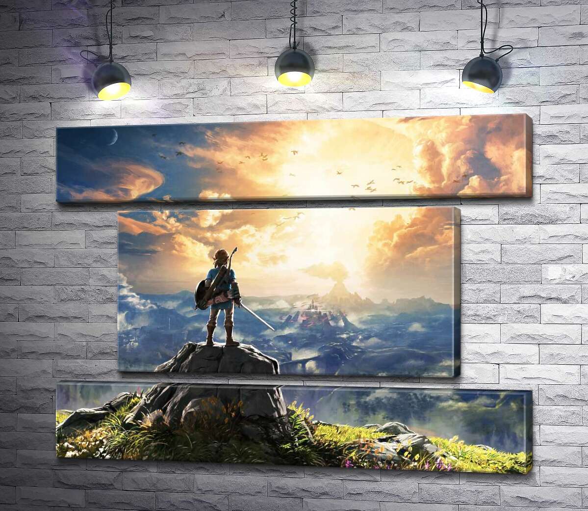 модульна картина Герой гри "The Legend of Zelda", Лінк, дивиться на вибух (Модуль №18)