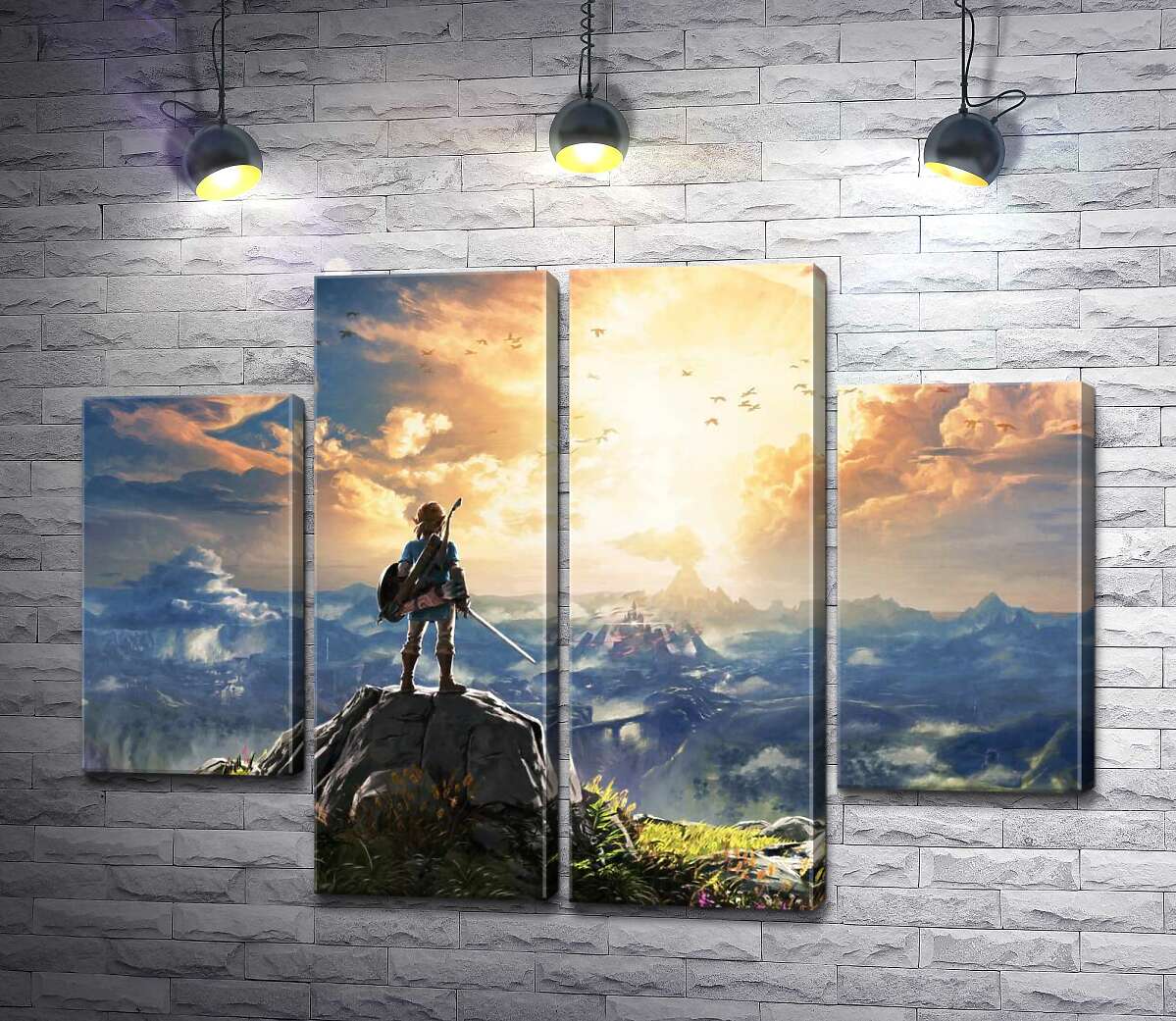 модульная картина Герой игры "The Legend of Zelda", Линк, смотрит на взрыв (Модуль №20)