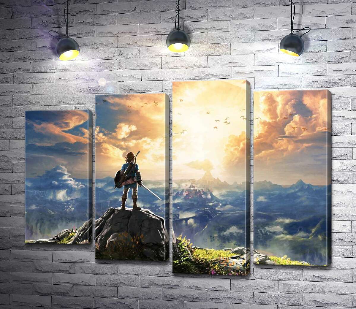 модульна картина Герой гри "The Legend of Zelda", Лінк, дивиться на вибух (Модуль №3)