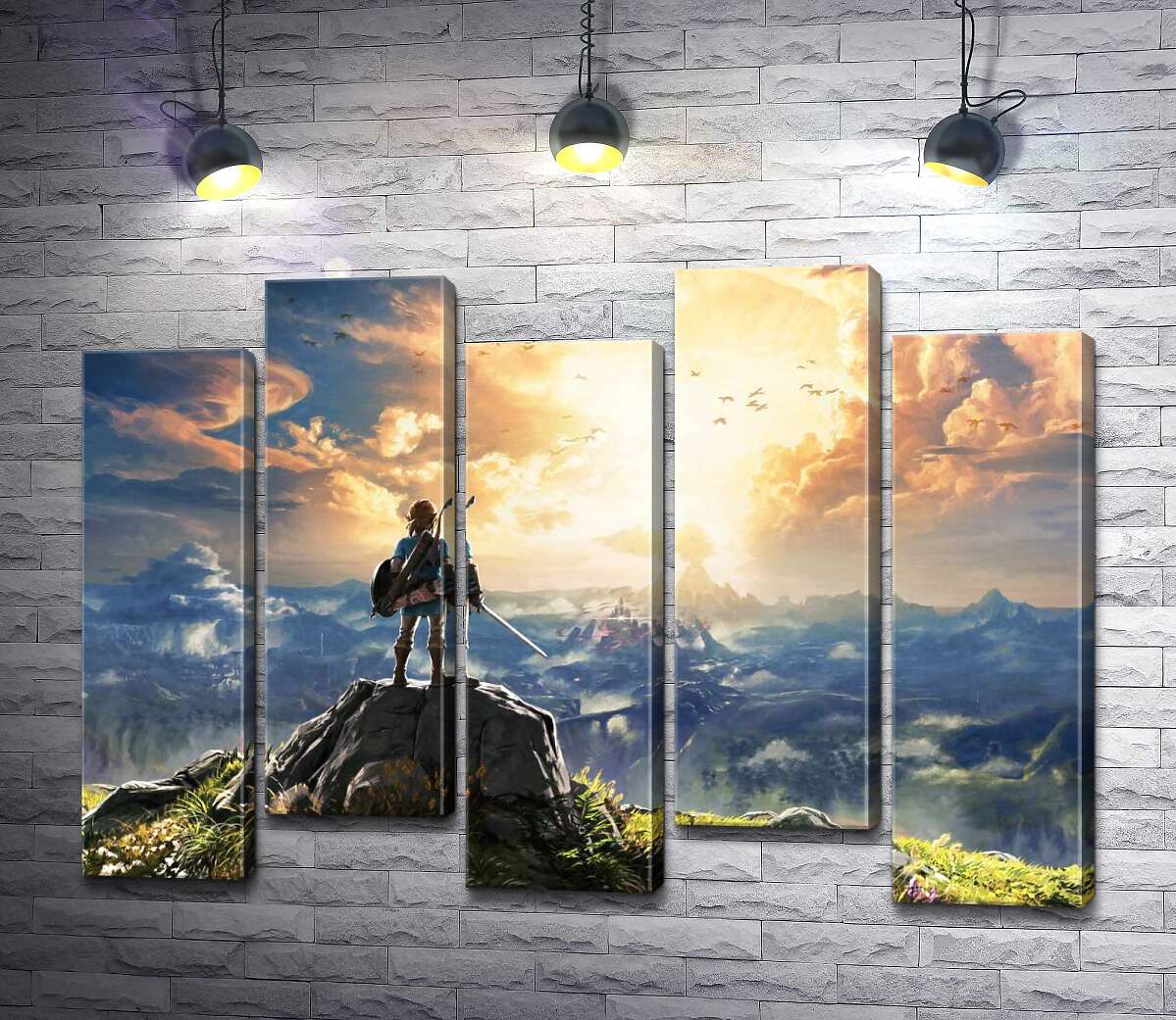 модульна картина Герой гри "The Legend of Zelda", Лінк, дивиться на вибух (Модуль №30)