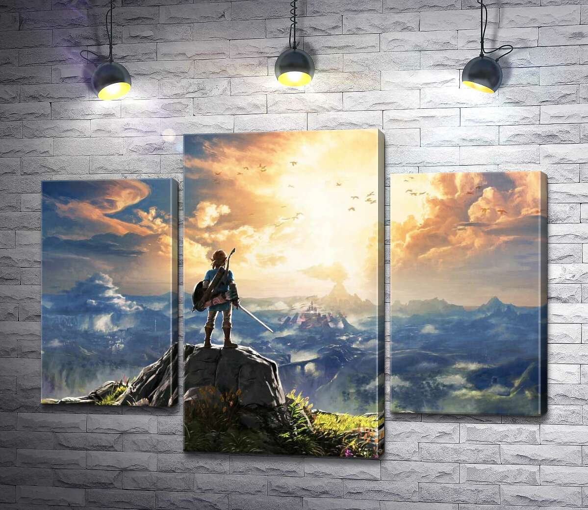 модульная картина Герой игры "The Legend of Zelda", Линк, смотрит на взрыв (Модуль №10)