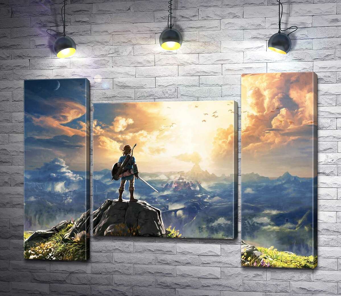 модульная картина Герой игры "The Legend of Zelda", Линк, смотрит на взрыв (Модуль №11)