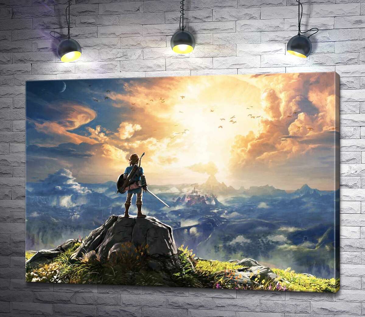 картина Герой игры "The Legend of Zelda", Линк, смотрит на взрыв