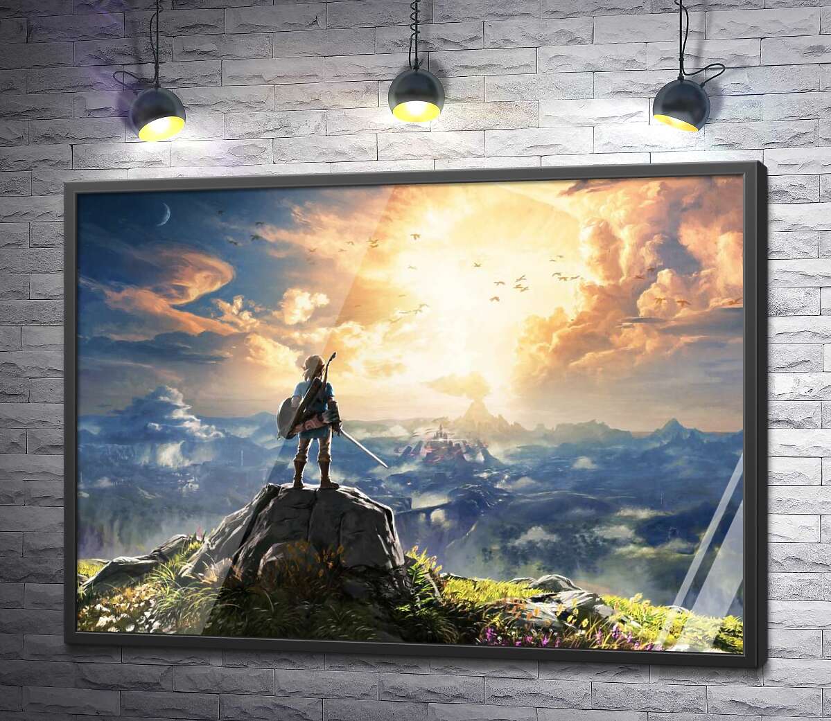 постер Герой гри "The Legend of Zelda", Лінк, дивиться на вибух