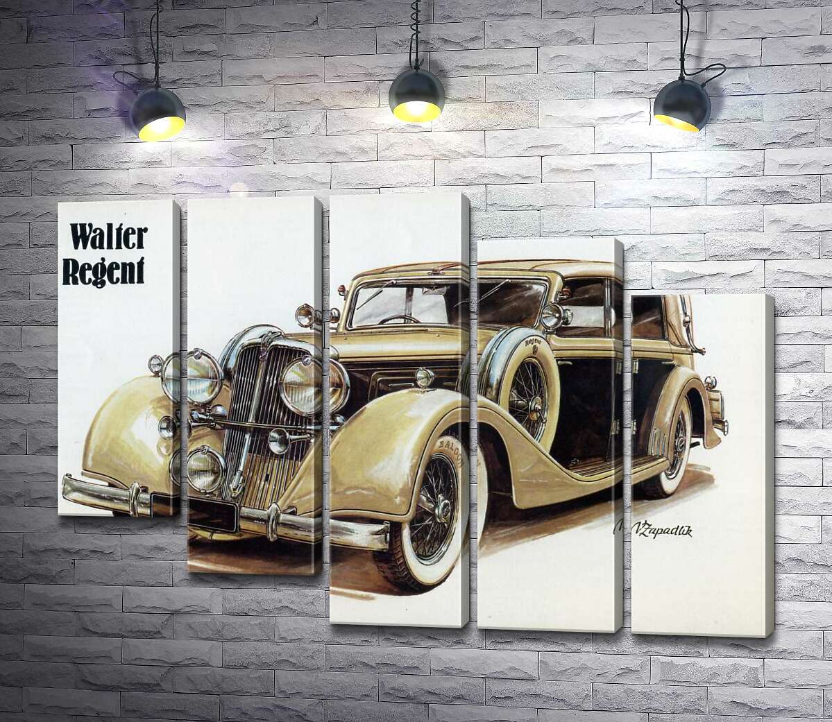 модульная картина Кремовый блеск автомобиля Walter Regent (Модуль №28)