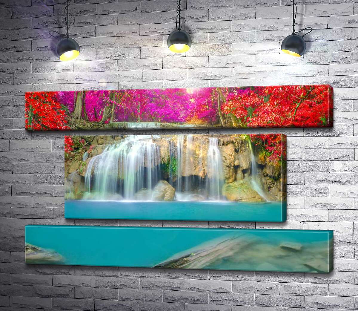 модульна картина Осінні кольори над каскадом водоспаду Ераван (Erawan falls) (Модуль №18)