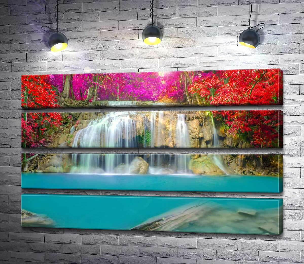 модульна картина Осінні кольори над каскадом водоспаду Ераван (Erawan falls) (Модуль №22)