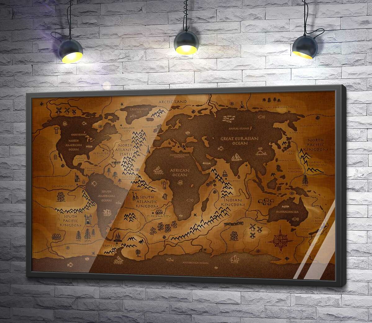 постер Обмін суші та води на фантастичній мапі світу
