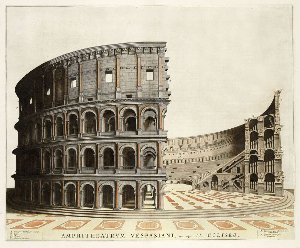 картина-постер Строение римского Колизея (Colosseum) в разрезе