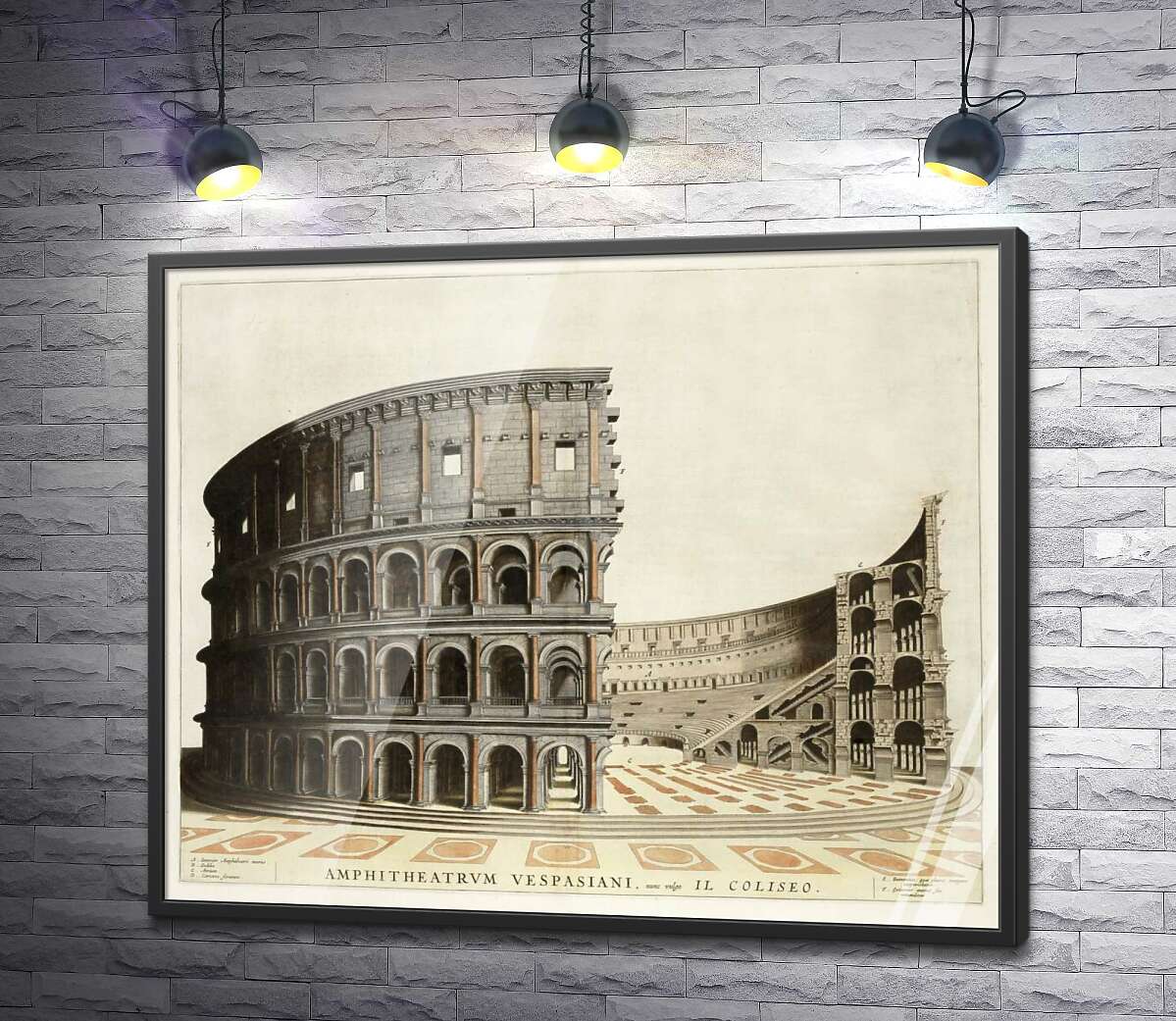 постер Строение римского Колизея (Colosseum) в разрезе
