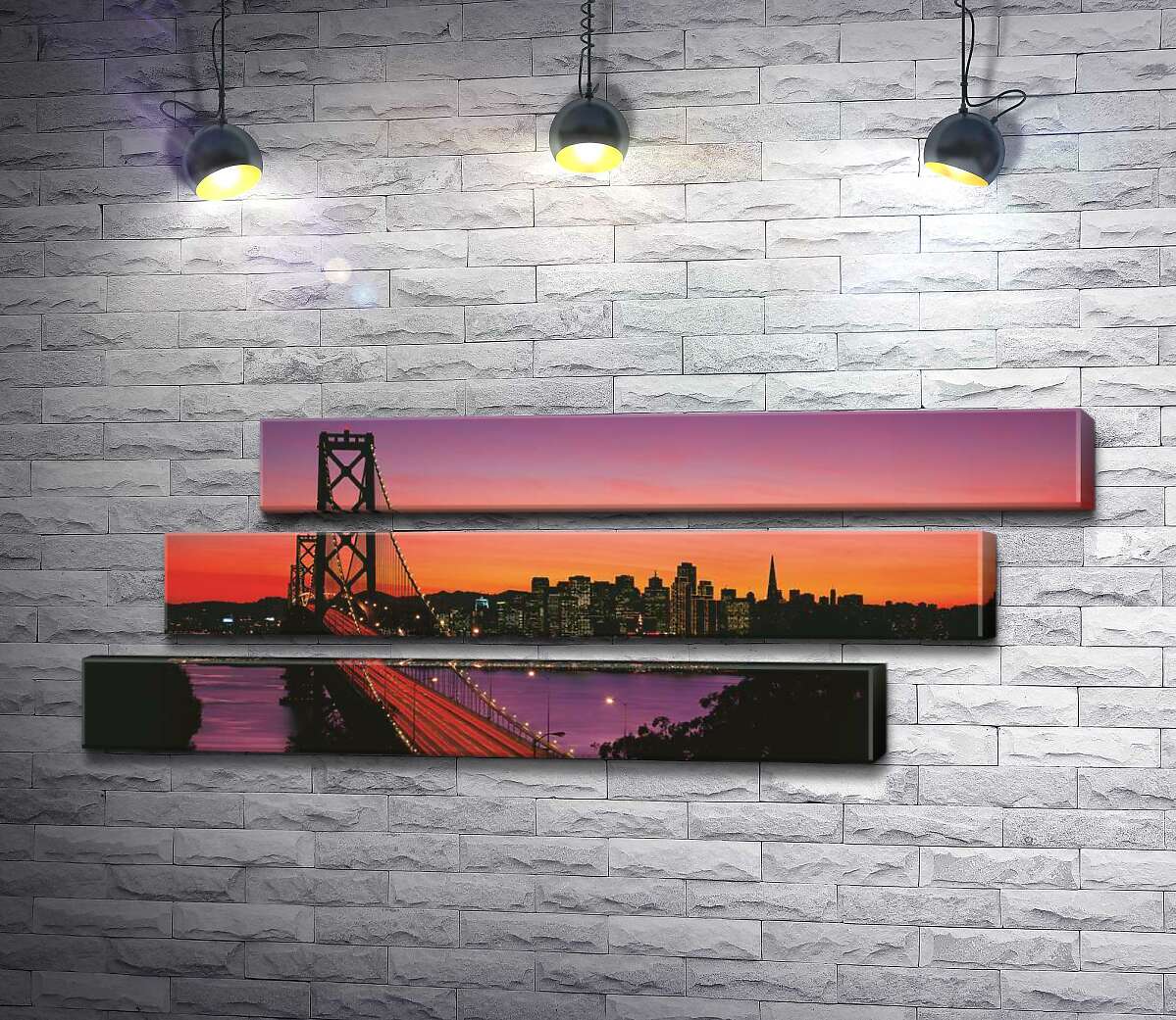 модульна картина Міст Бей-Брідж (Bay Bridge) веде до вечірнього Сан-Франциско (Модуль №17)