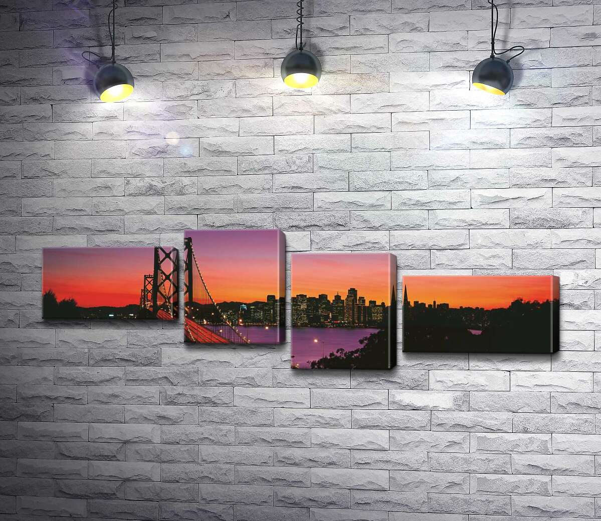 модульна картина Міст Бей-Брідж (Bay Bridge) веде до вечірнього Сан-Франциско (Модуль №21)
