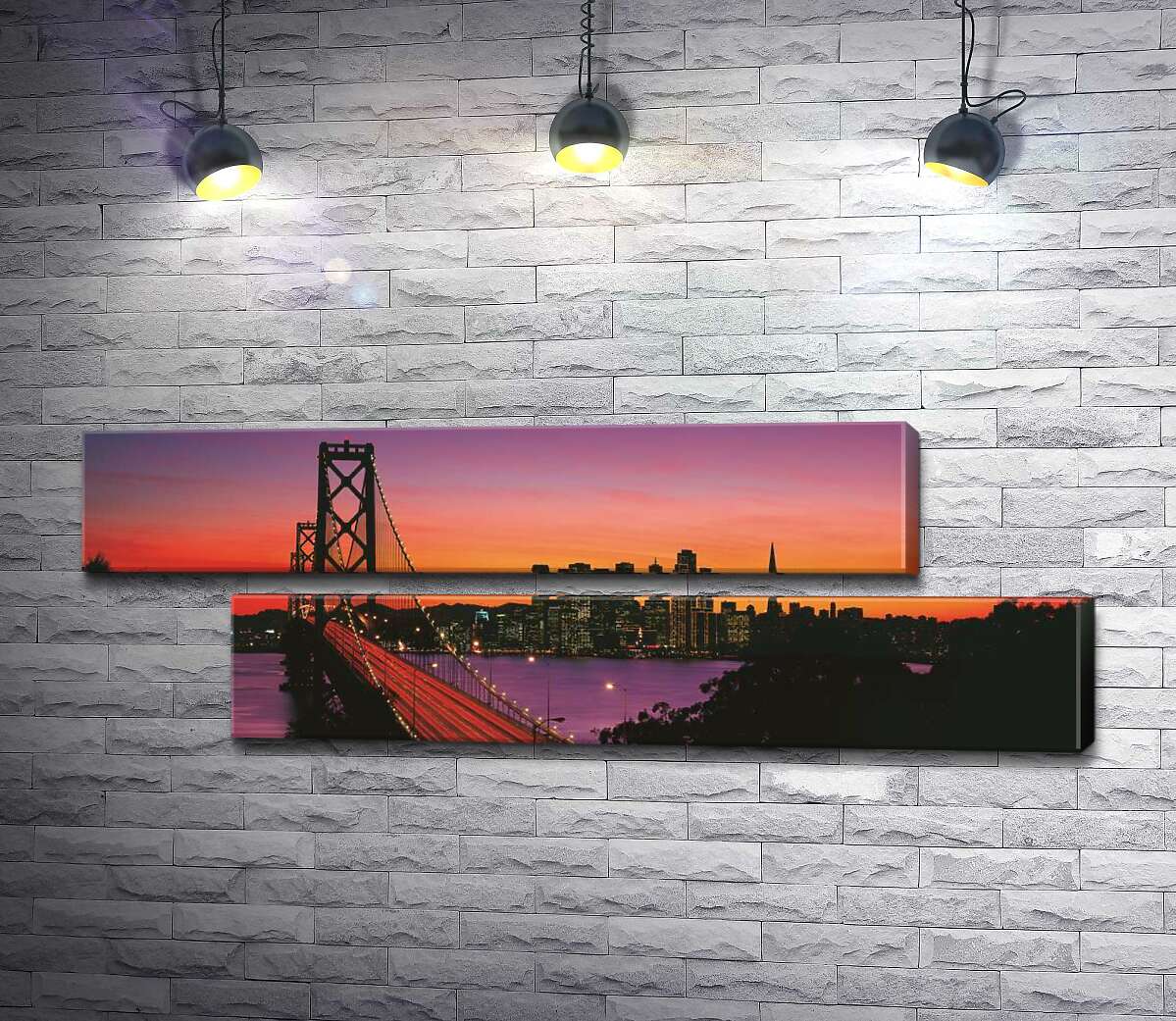 модульна картина Міст Бей-Брідж (Bay Bridge) веде до вечірнього Сан-Франциско (Модуль №8)