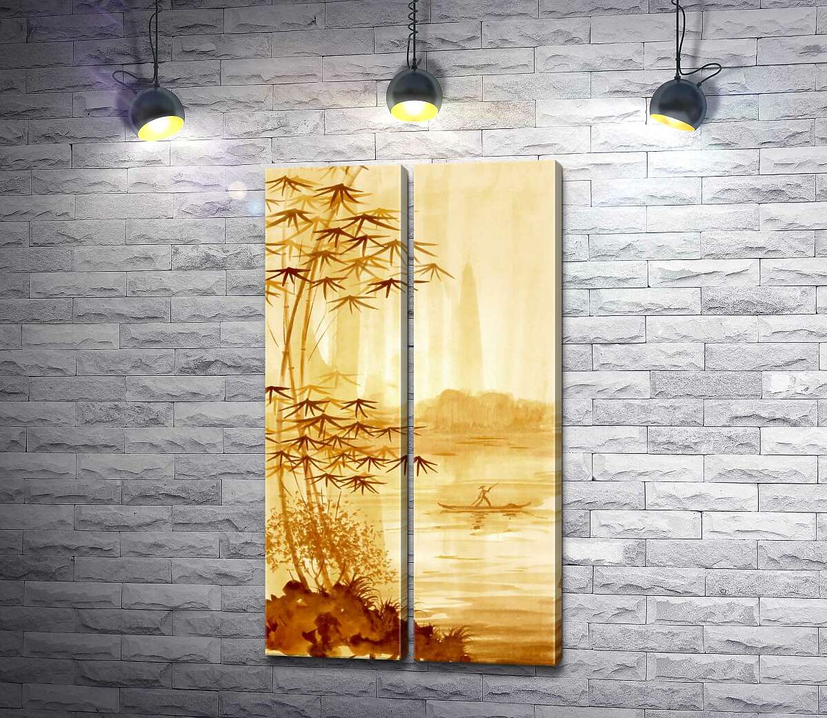 модульна картина Стрункий бамбук росте на березі річки