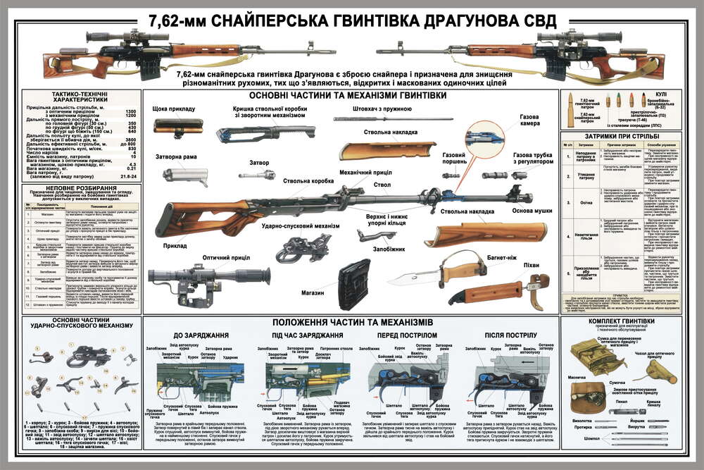 картина-постер Навчальний плакат снайперської гвинтівки Драгунова