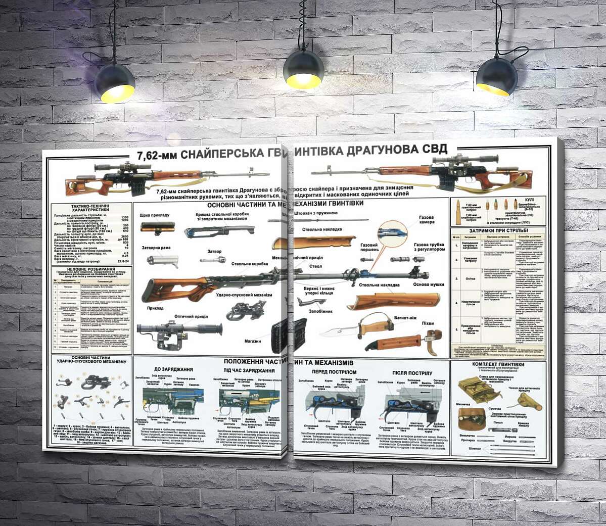 модульна картина Навчальний плакат снайперської гвинтівки Драгунова