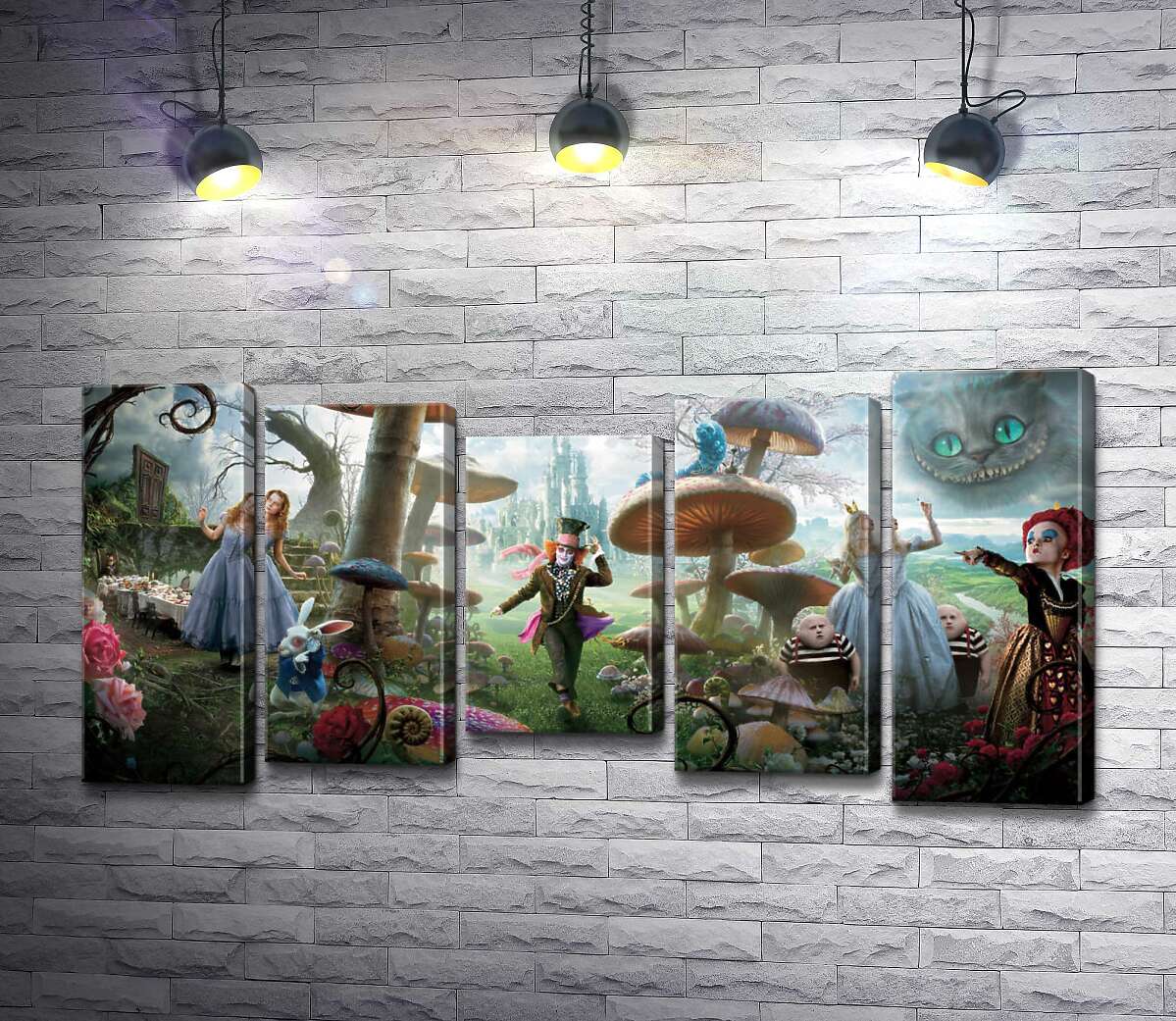 модульная картина Причудливый постер к фильму "Алиса в стране чудес" (Alice in Wonderland) (Модуль №27)