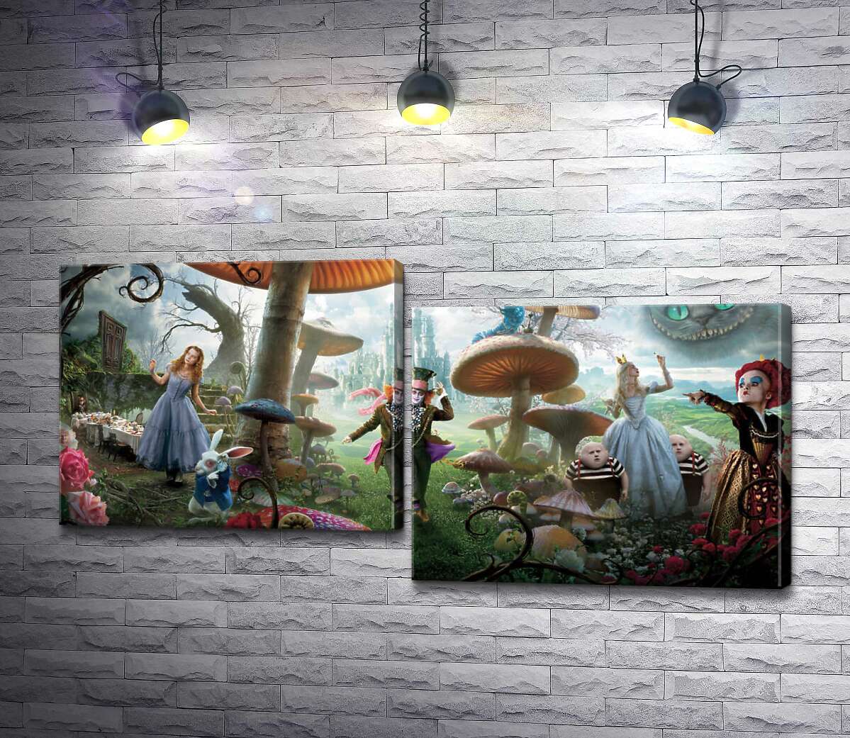 модульная картина Причудливый постер к фильму "Алиса в стране чудес" (Alice in Wonderland) (Модуль №9)