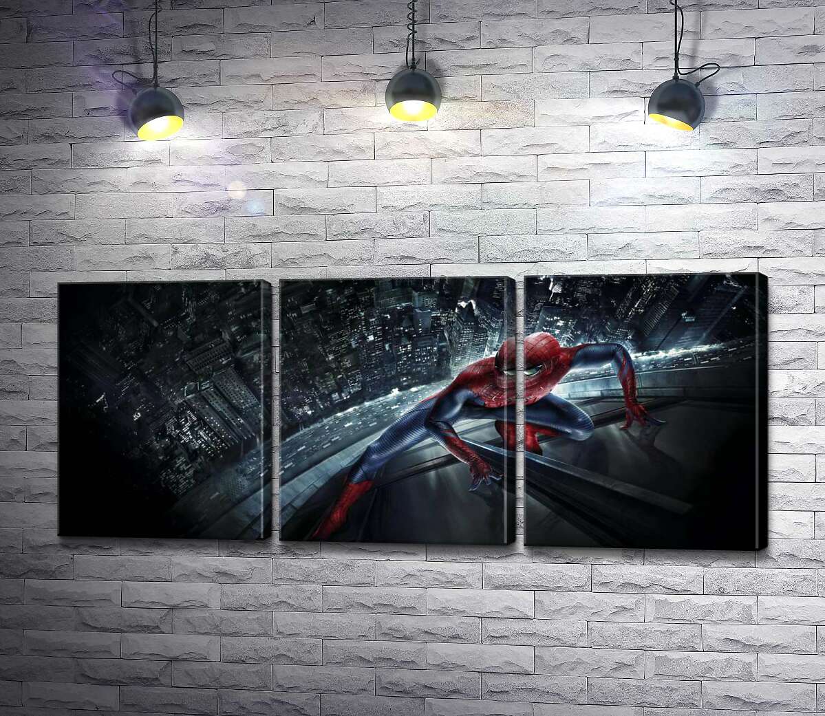модульная картина Человек-паук (Spider-Man) на стеклянном небоскребе (Модуль №2)
