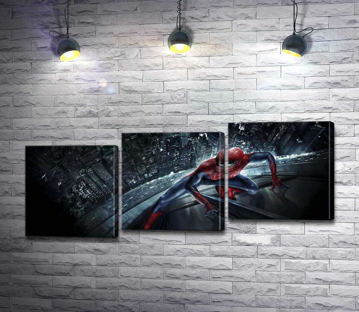 модульная картина Человек-паук (Spider-Man) на стеклянном небоскребе (Модуль №14)