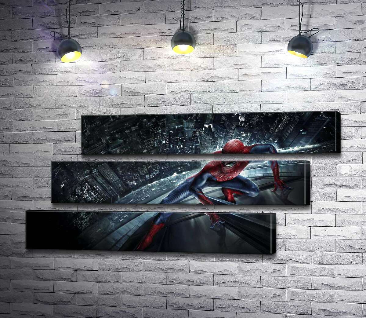 модульная картина Человек-паук (Spider-Man) на стеклянном небоскребе (Модуль №17)