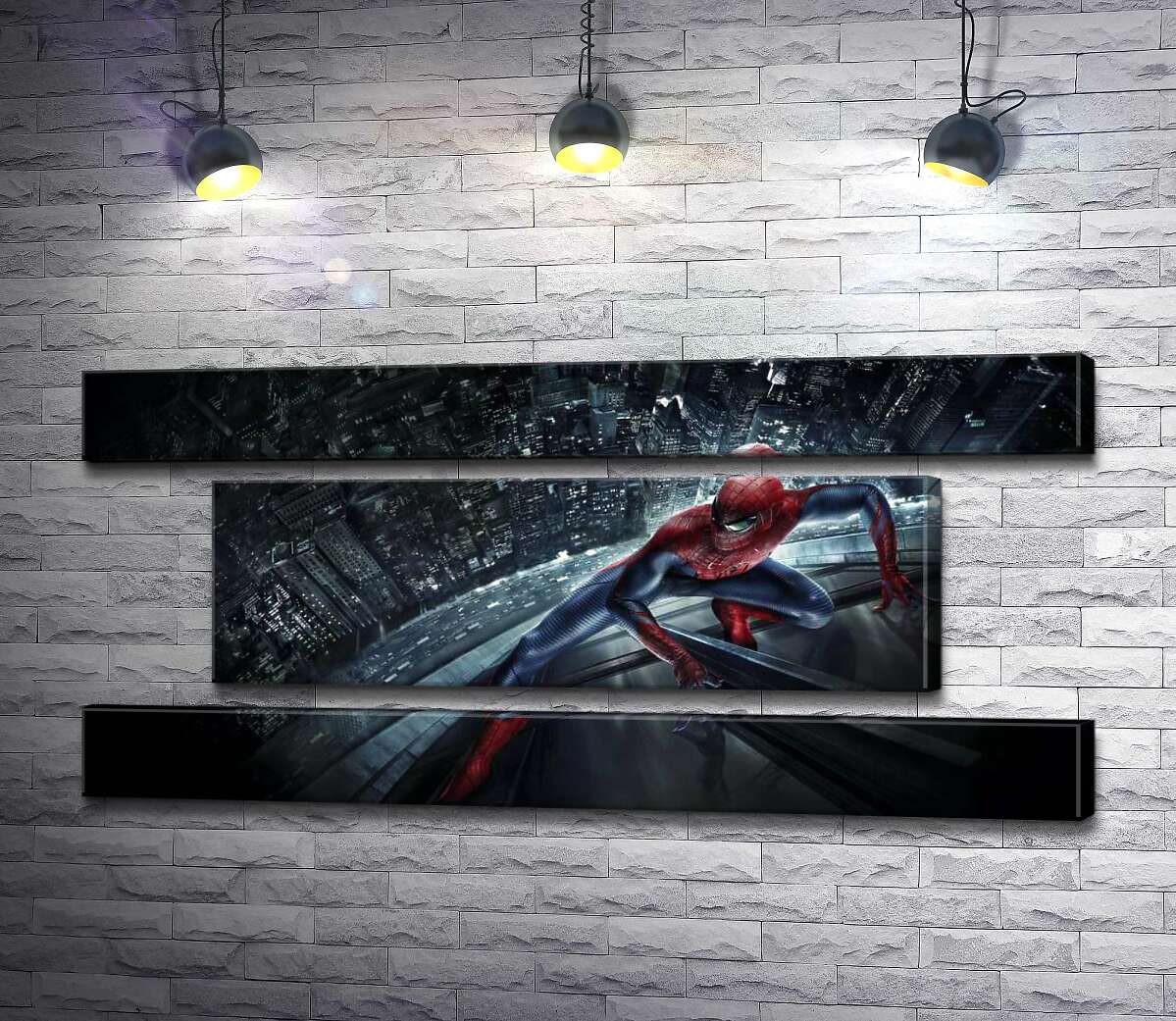 модульная картина Человек-паук (Spider-Man) на стеклянном небоскребе (Модуль №18)