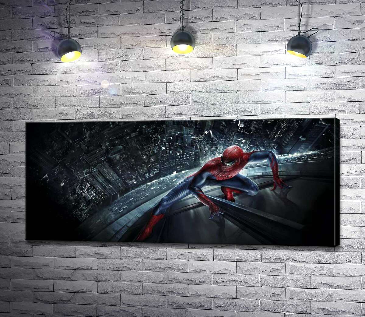 картина Человек-паук (Spider-Man) на стеклянном небоскребе