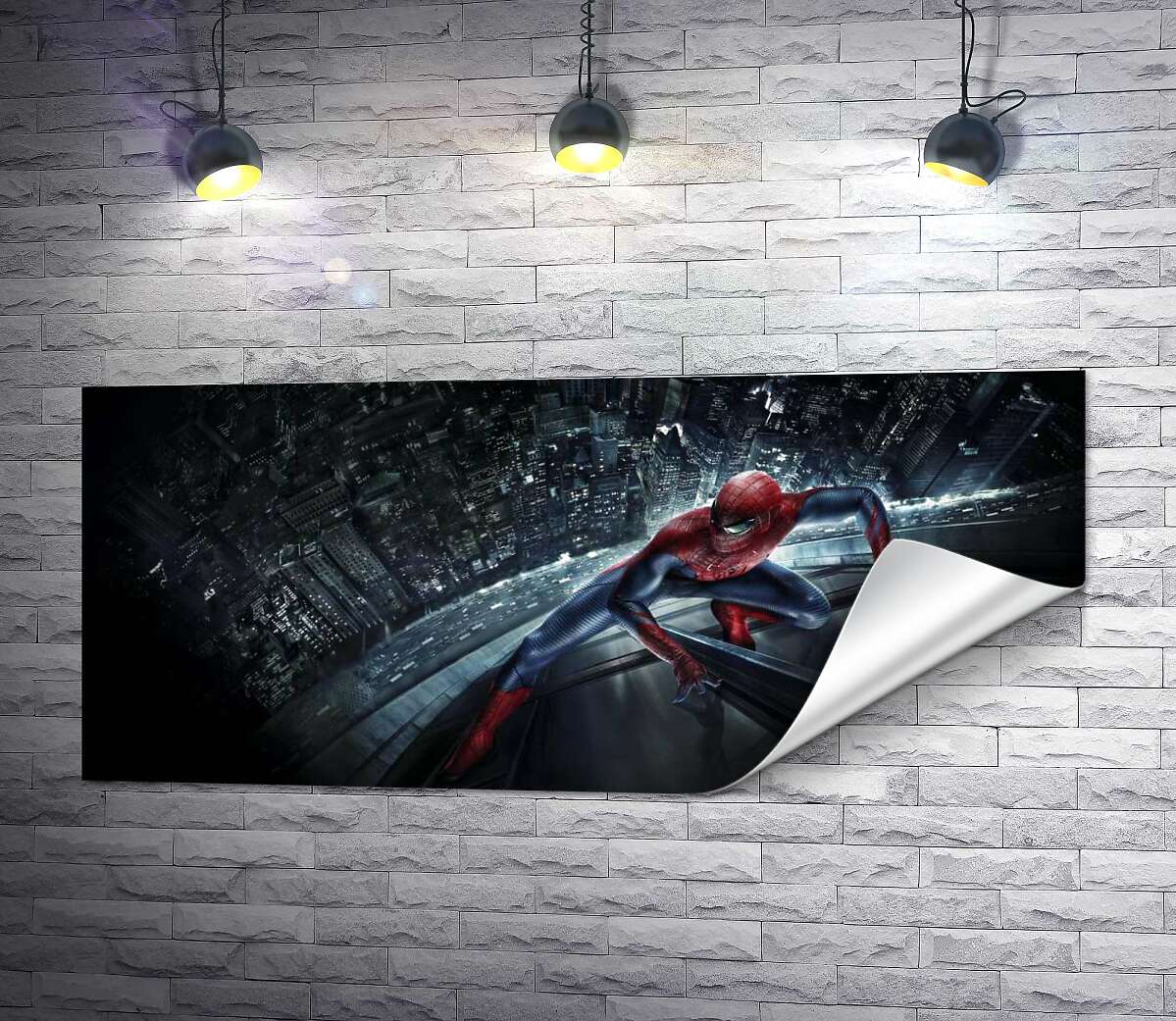 печать Человек-паук (Spider-Man) на стеклянном небоскребе