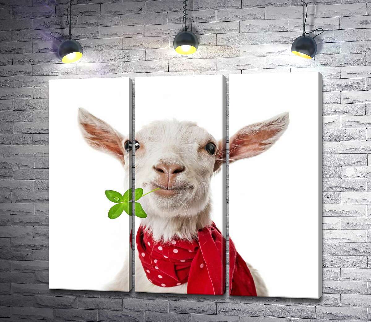 модульная картина Элегантная коза в красном шарфе (Модуль №2)