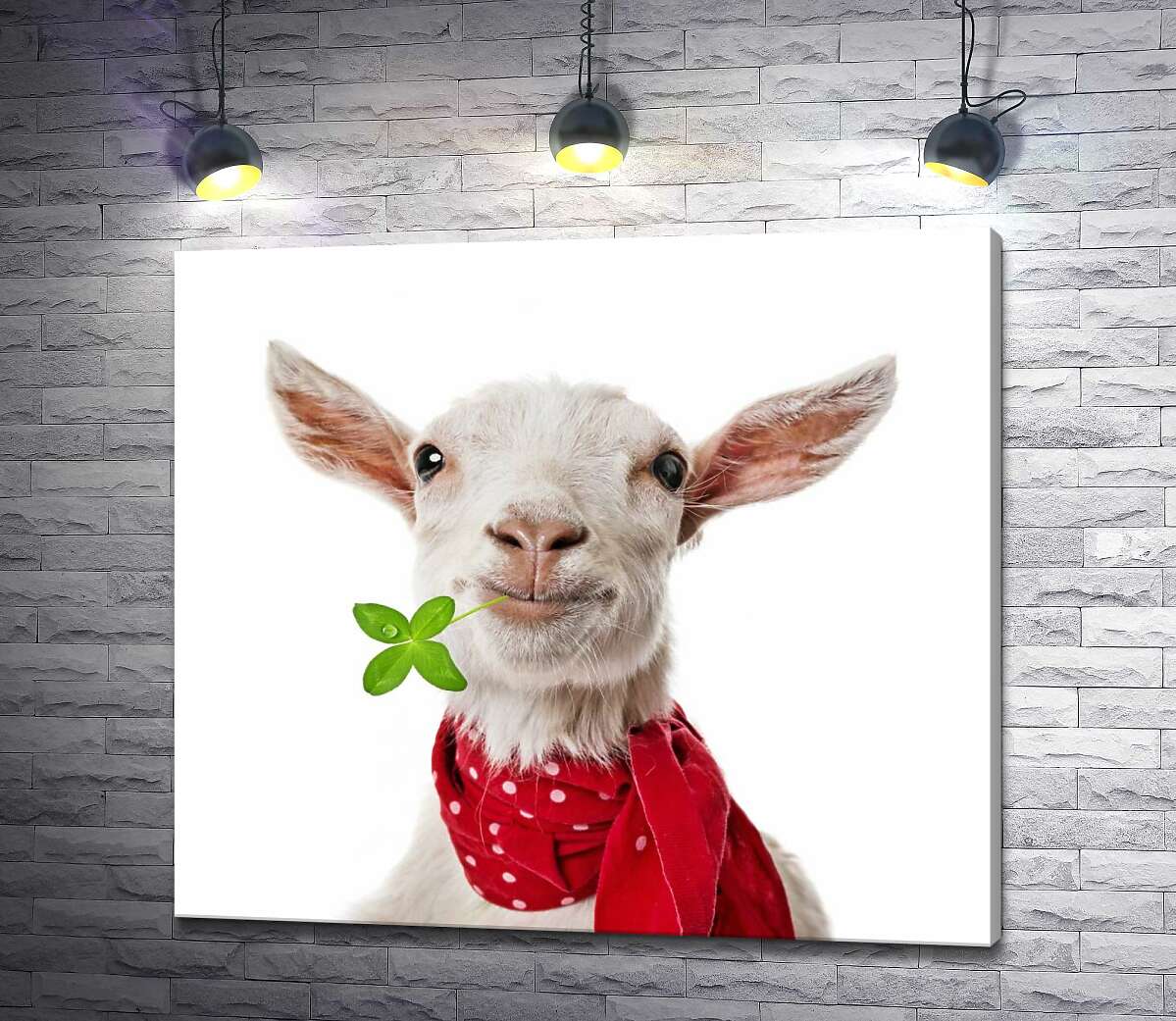 картина Елегантна коза в червоному шарфі