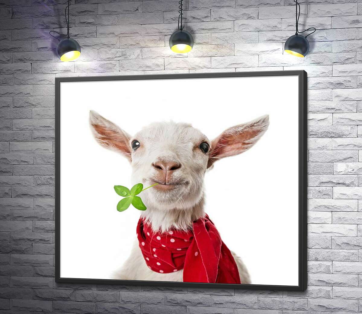 постер Элегантная коза в красном шарфе