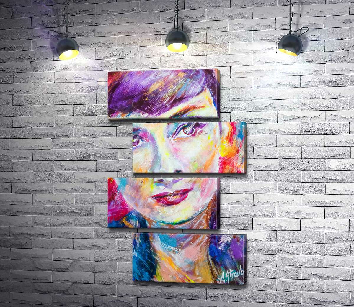 модульная картина Сочетание красок на портрете Одри Хэпберн (Audrey Hepburn) (Модуль №23)