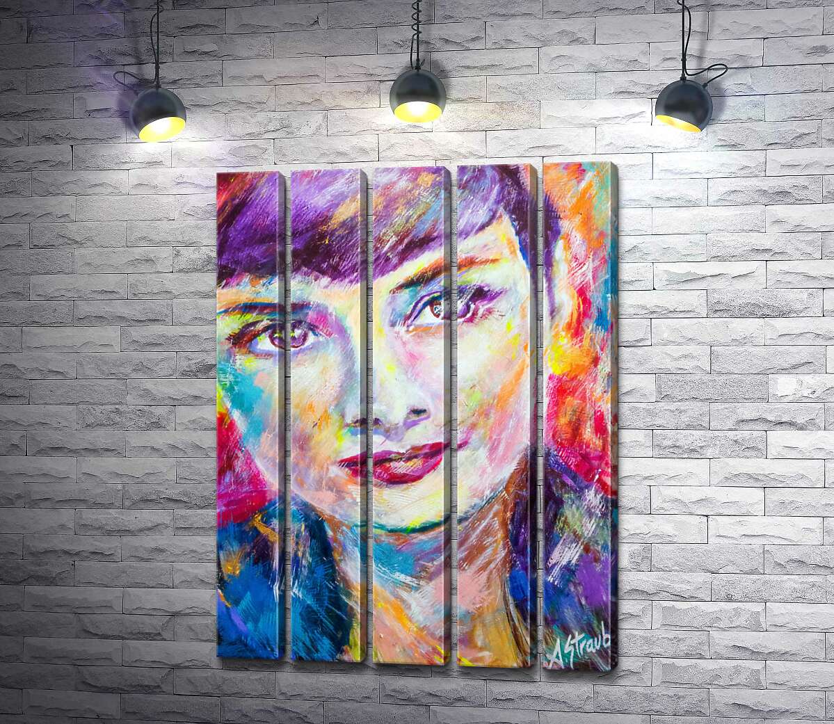 модульна картина Поєднання барв на портреті Одрі Гепберн (Audrey Hepburn) (Модуль №26)