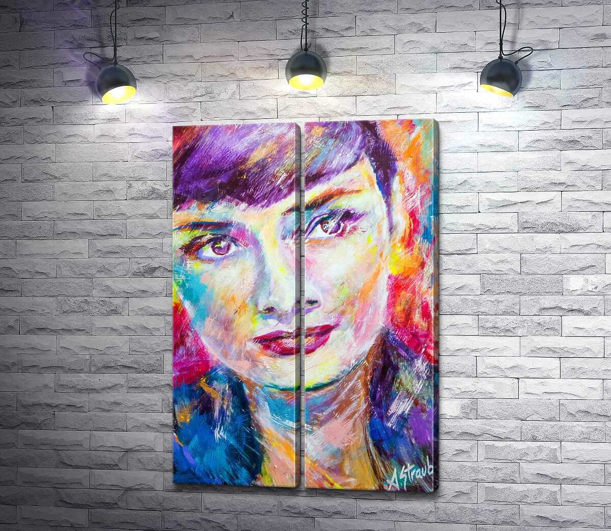 модульная картина Сочетание красок на портрете Одри Хэпберн (Audrey Hepburn)