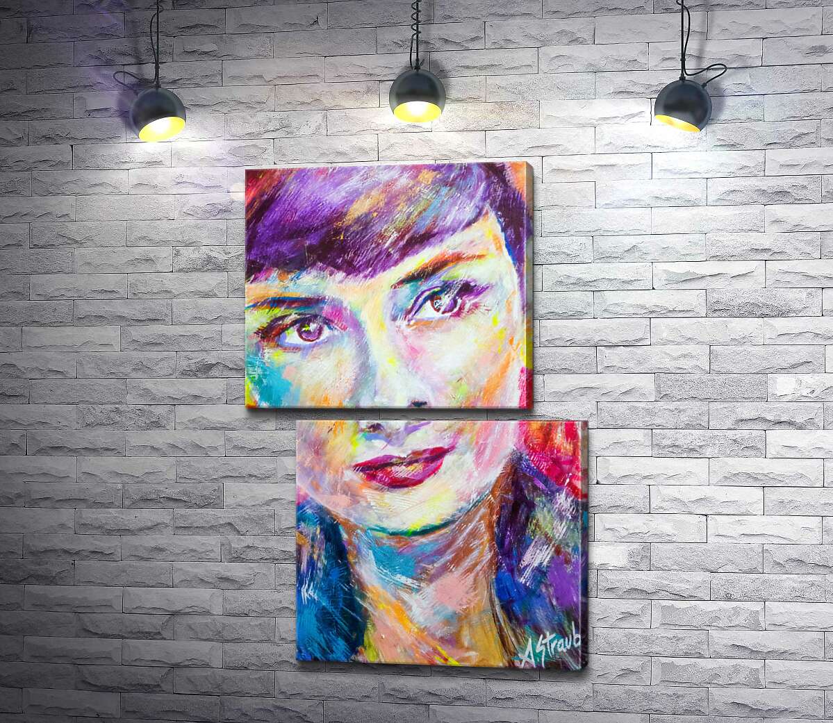 модульна картина Поєднання барв на портреті Одрі Гепберн (Audrey Hepburn) (Модуль №8)