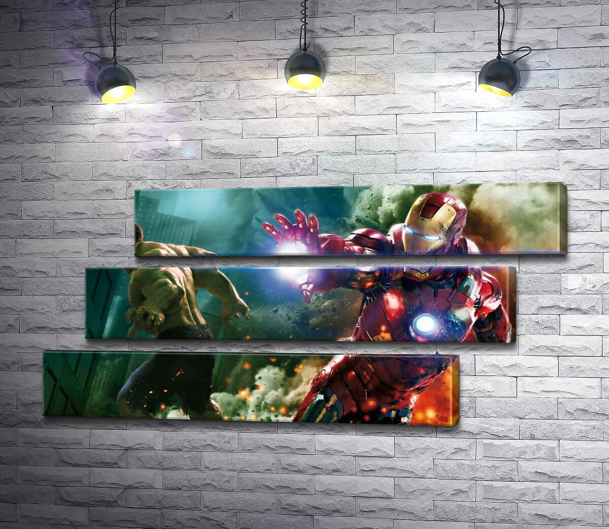 модульна картина Непереможні Халк (Hulk) та Залізна людина (Iron Man) у фільмі "Месники" (The Avengers) (Модуль №17)