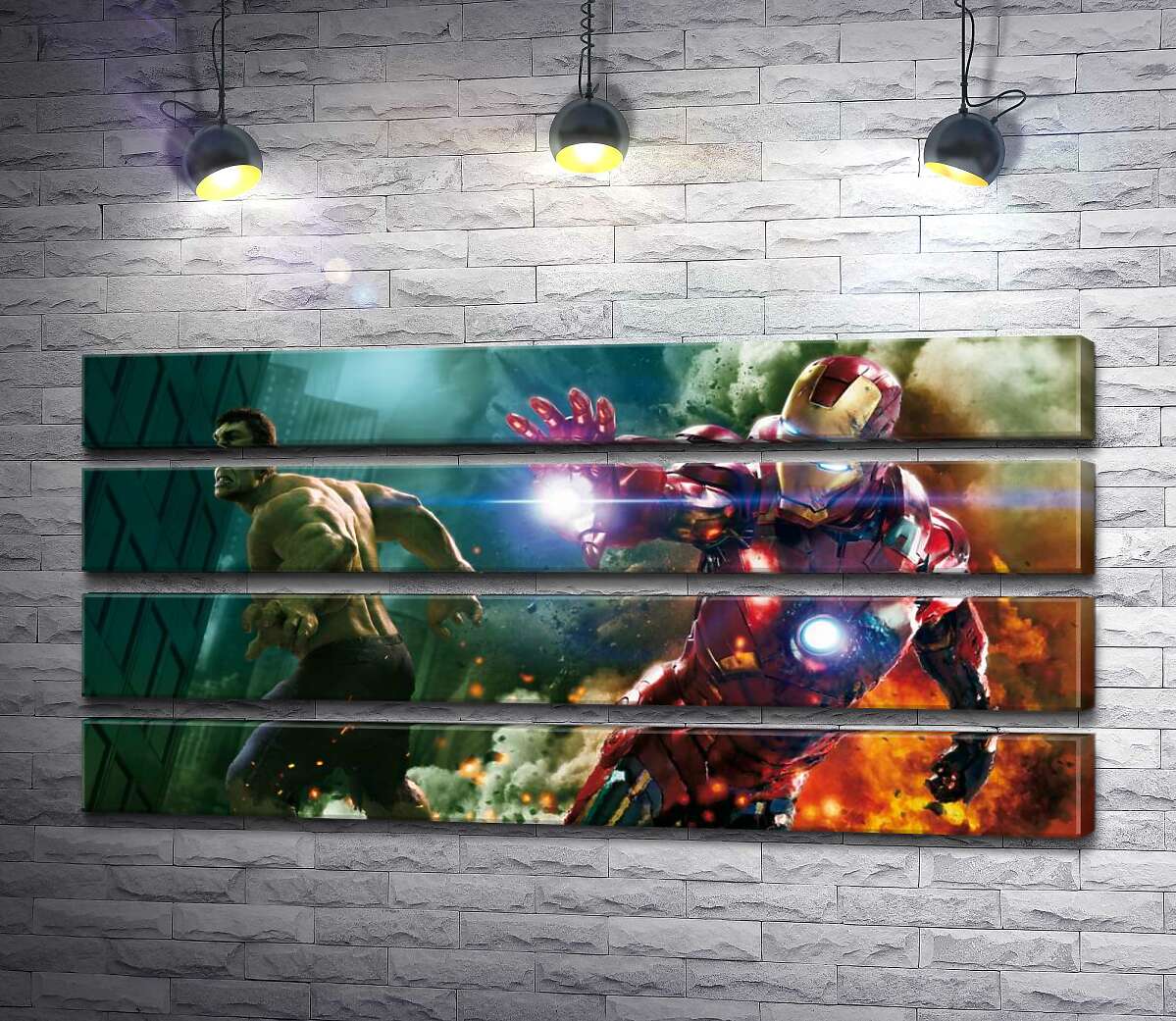 модульна картина Непереможні Халк (Hulk) та Залізна людина (Iron Man) у фільмі "Месники" (The Avengers) (Модуль №22)
