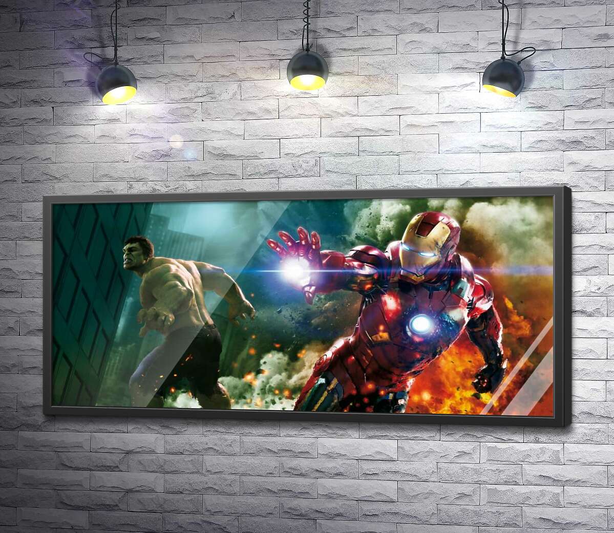 постер Непереможні Халк (Hulk) та Залізна людина (Iron Man) у фільмі "Месники" (The Avengers)