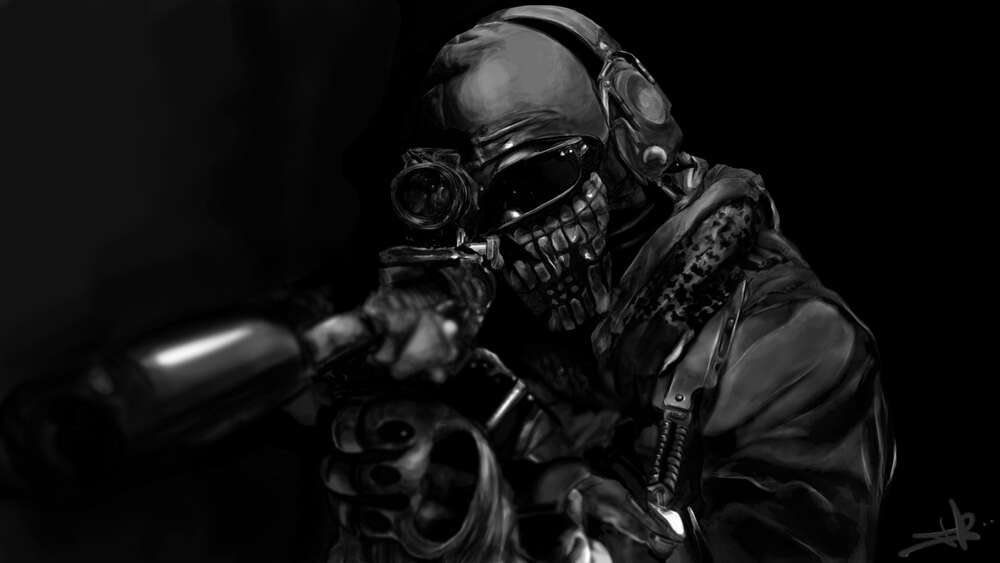 картина-постер Замаскований снайпер прицілюється для пострілу