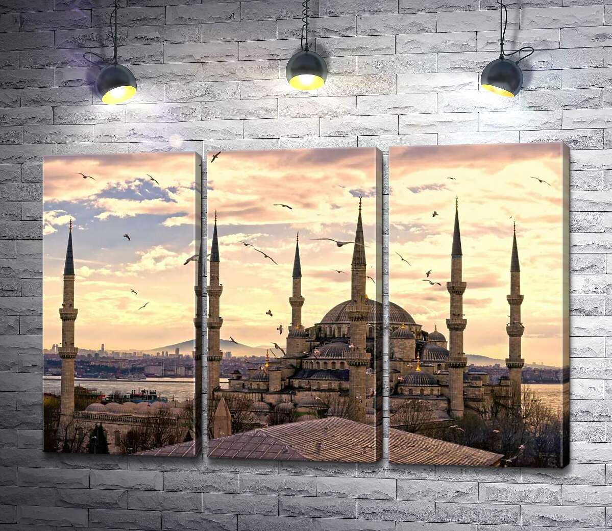 модульна картина Гострі шпилі Блакитної мечеті (Sultanahmet Camii) линуть у небо Стамбула