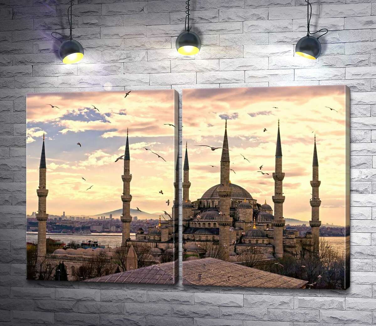 модульна картина Гострі шпилі Блакитної мечеті (Sultanahmet Camii) линуть у небо Стамбула
