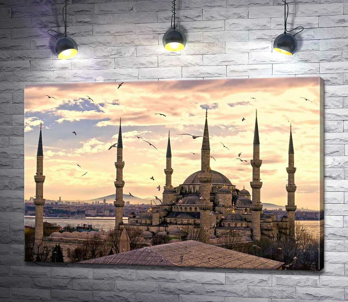 картина Гострі шпилі Блакитної мечеті (Sultanahmet Camii) линуть у небо Стамбула