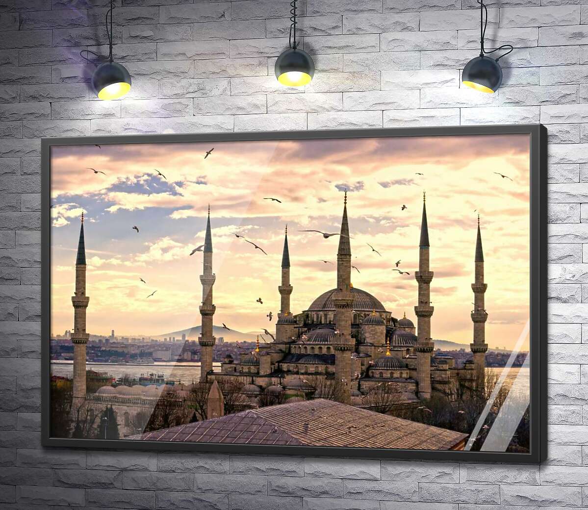 постер Острые шпили Голубой мечети (Sultanahmet Camii) устремляются в небо Стамбула