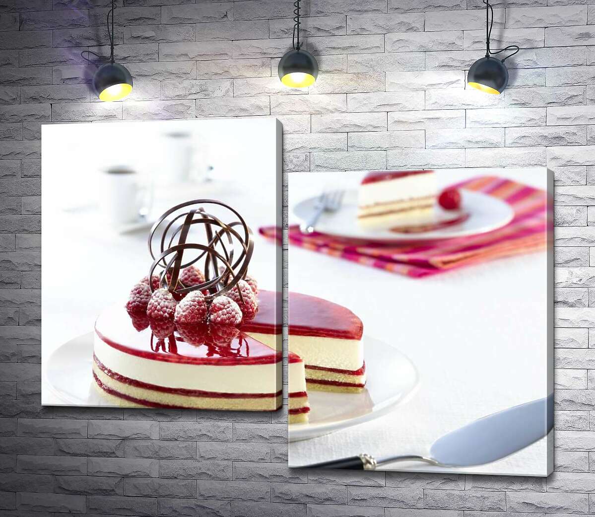 модульная картина Яркие краски чизкейка с малиновыми слоями (Модуль №9)