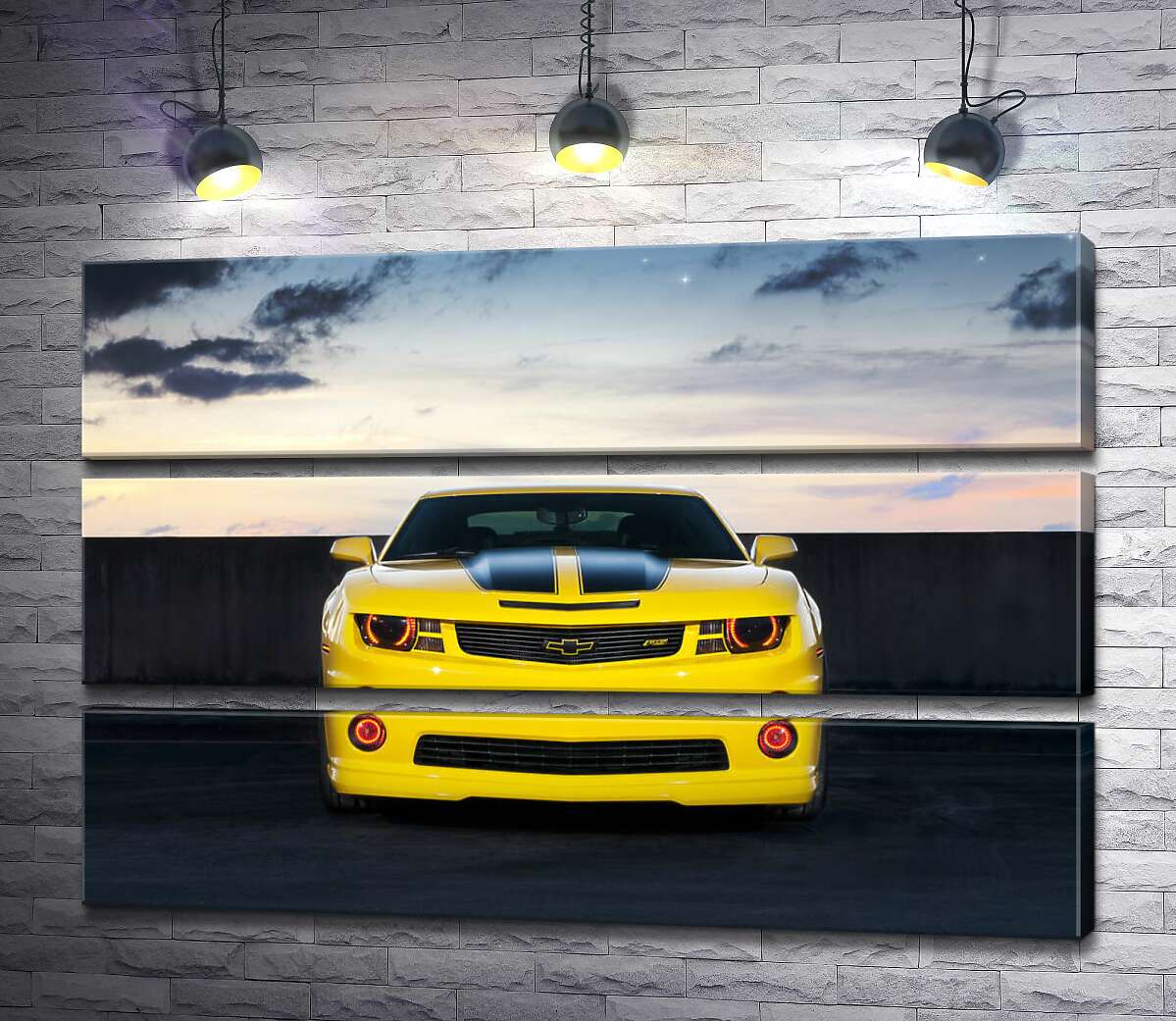 модульна картина Блиск жовтої поверхні автомобіля Chevrolet Camaro (Модуль №15)