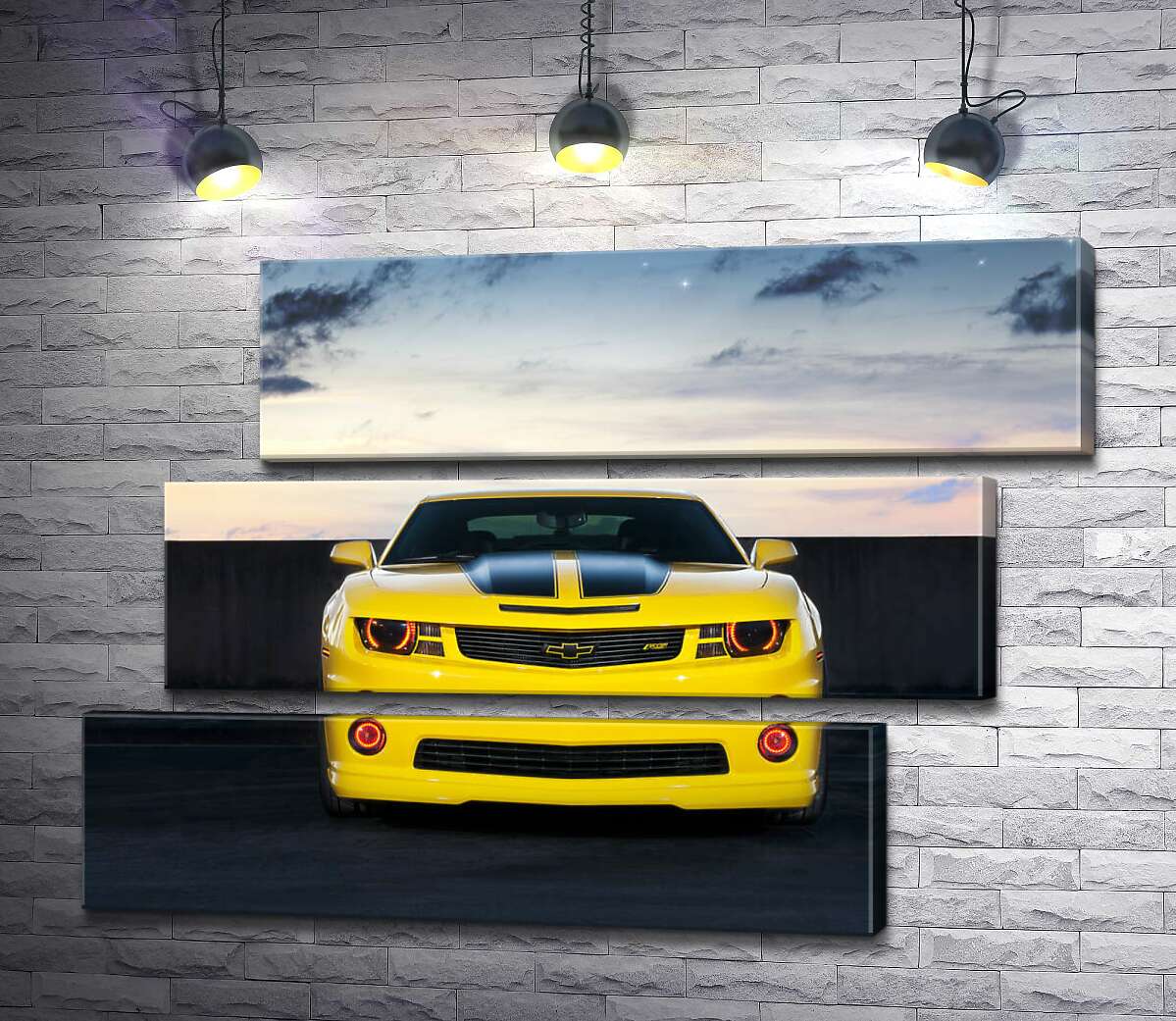 модульна картина Блиск жовтої поверхні автомобіля Chevrolet Camaro (Модуль №17)