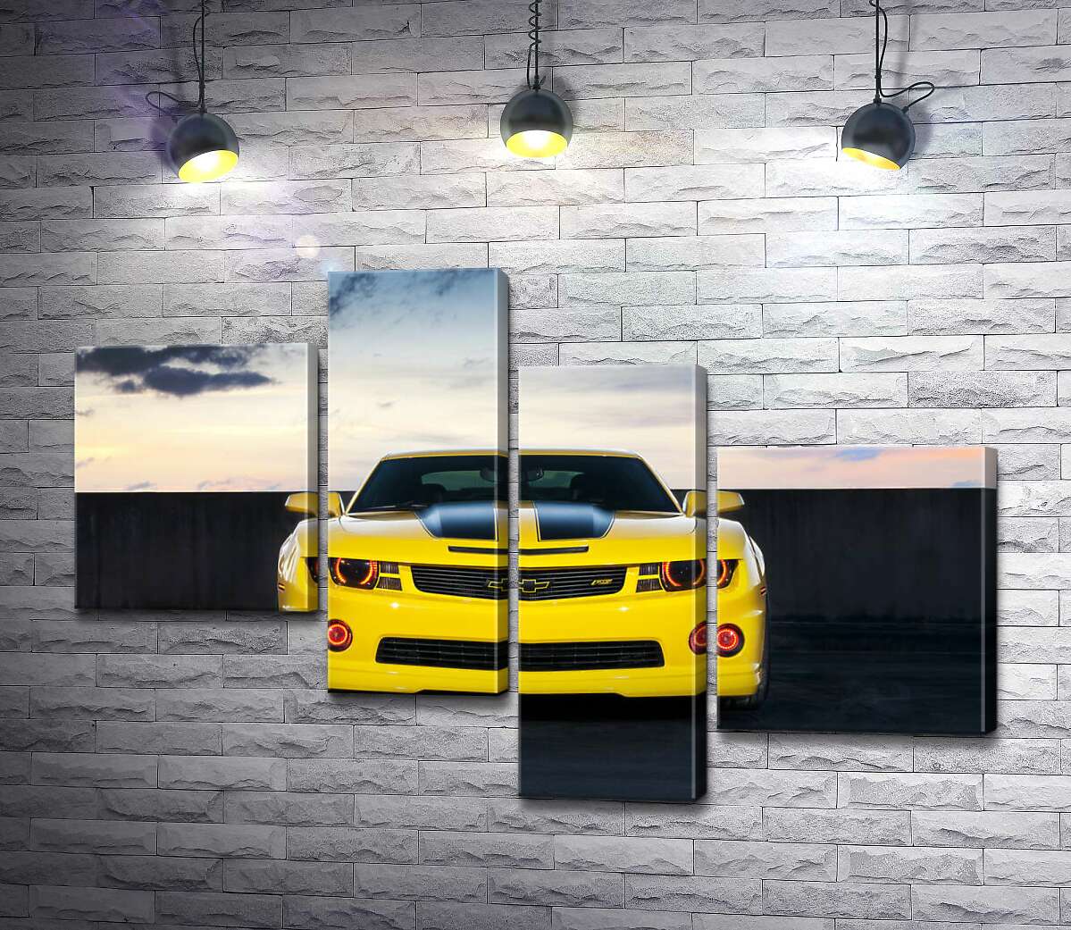 модульна картина Блиск жовтої поверхні автомобіля Chevrolet Camaro (Модуль №21)