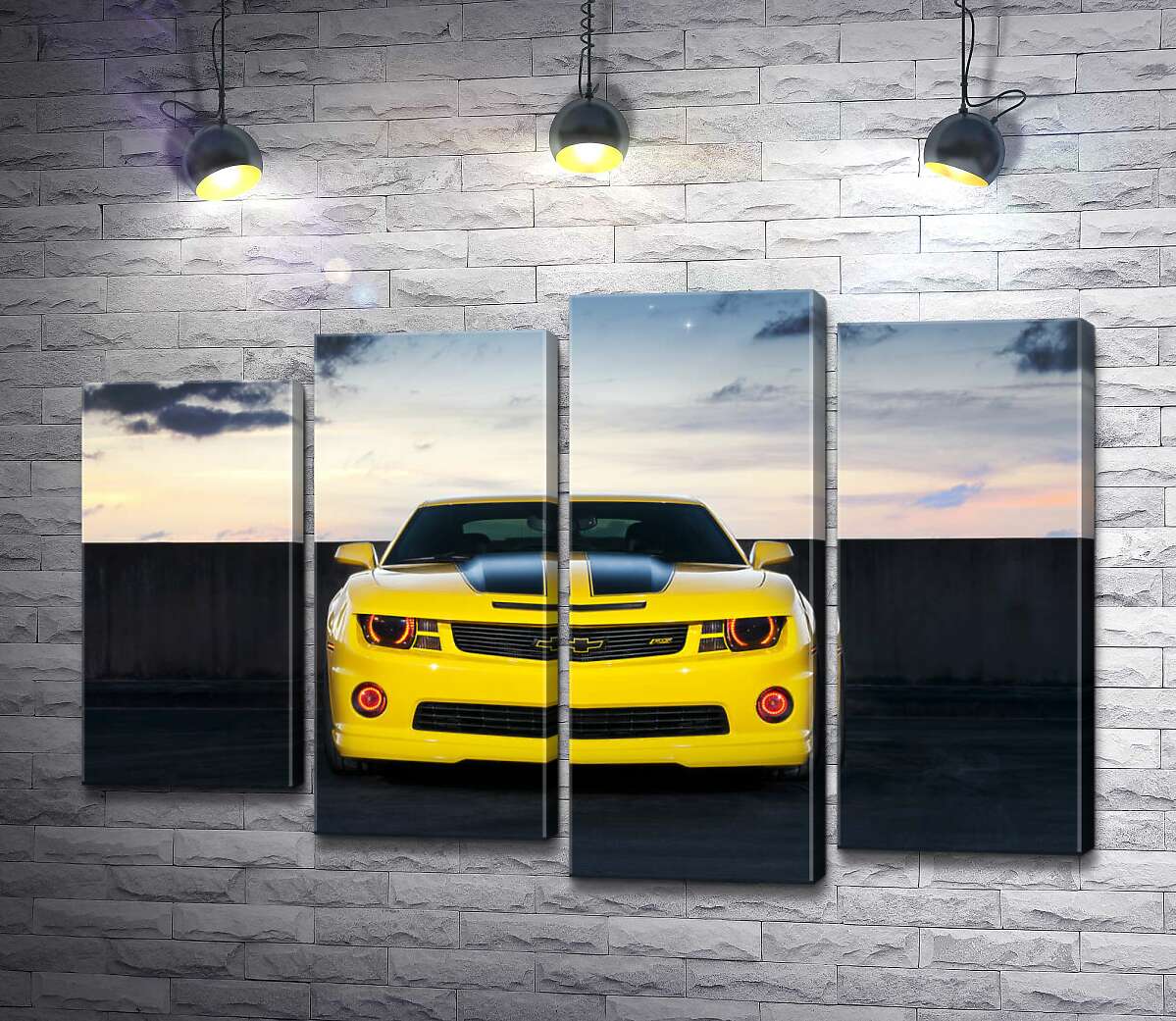 модульна картина Блиск жовтої поверхні автомобіля Chevrolet Camaro (Модуль №3)