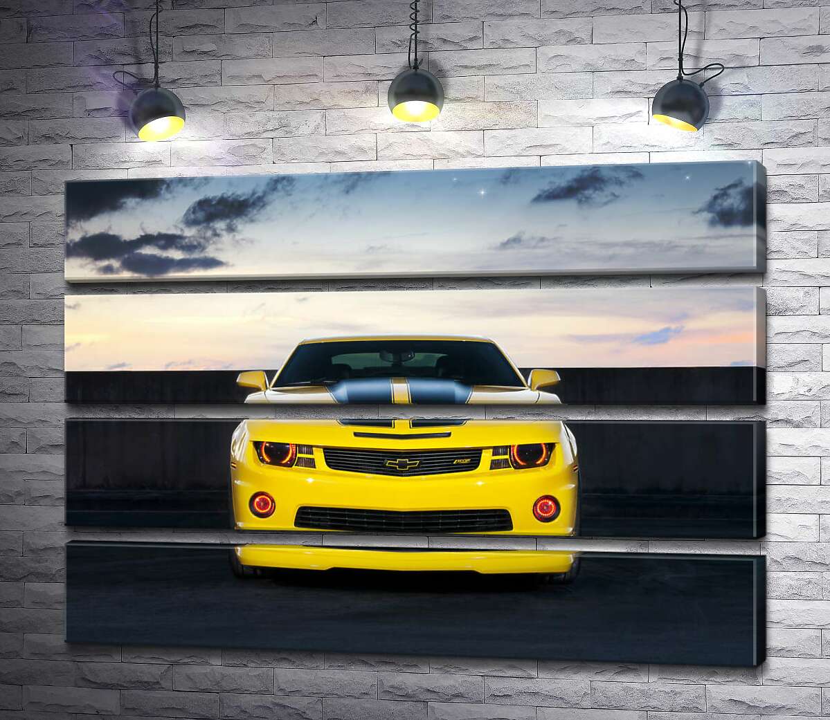 модульна картина Блиск жовтої поверхні автомобіля Chevrolet Camaro (Модуль №22)